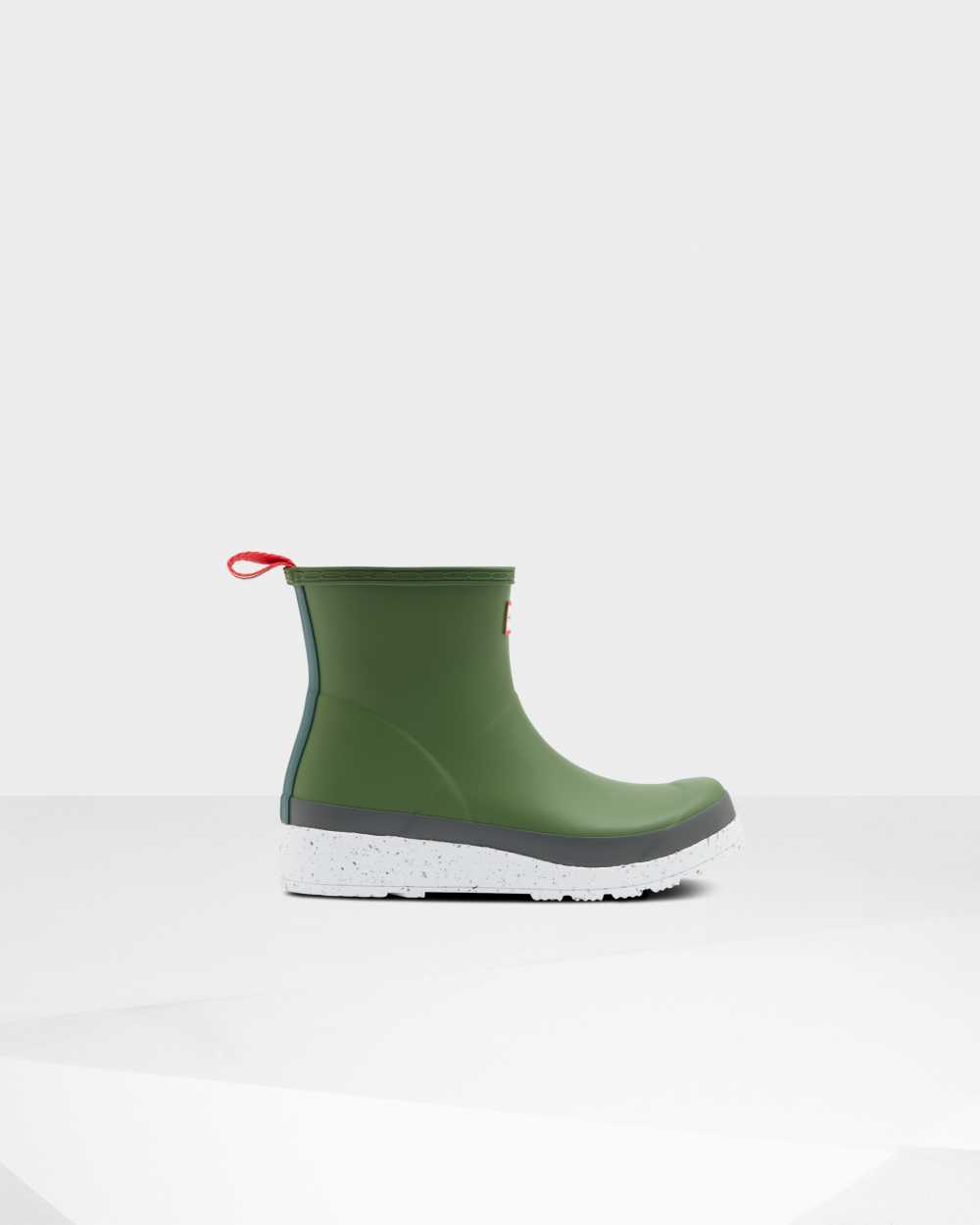 Botas De Agua Mujer - Hunter Original Play Short Speckle Mid-Calf Verde/Blancas - IBRSPT-369 - Verde